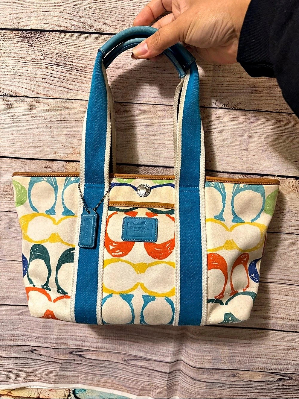 Vintage Coach 5660 Hampton Scribble Mini Tote Y2K Multicolor Used